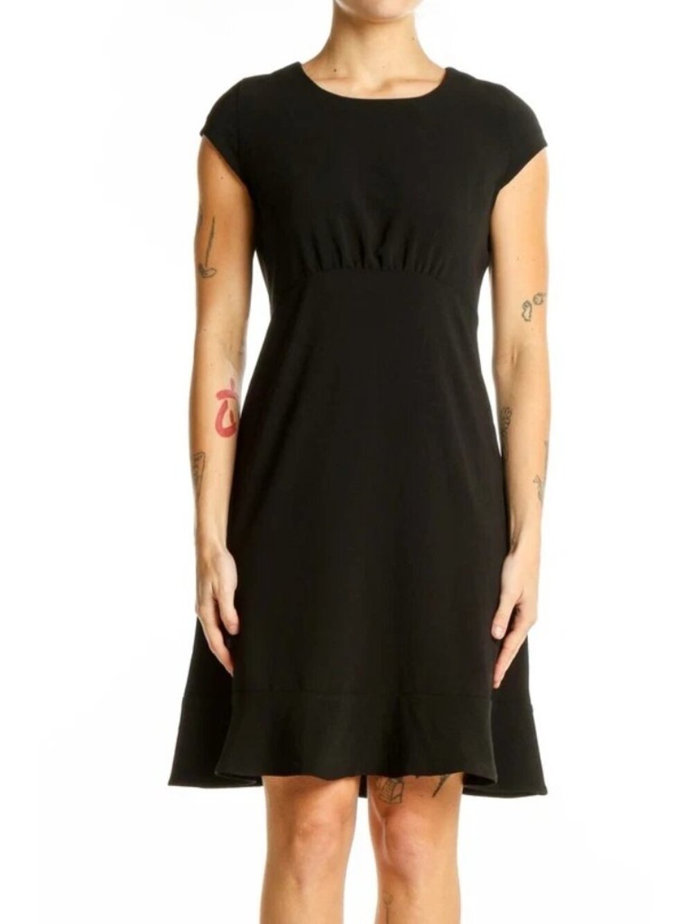 Banana Republic Dress Size 4 Black Fit Flare Cap Sleeve Empire Waist Was $89.99